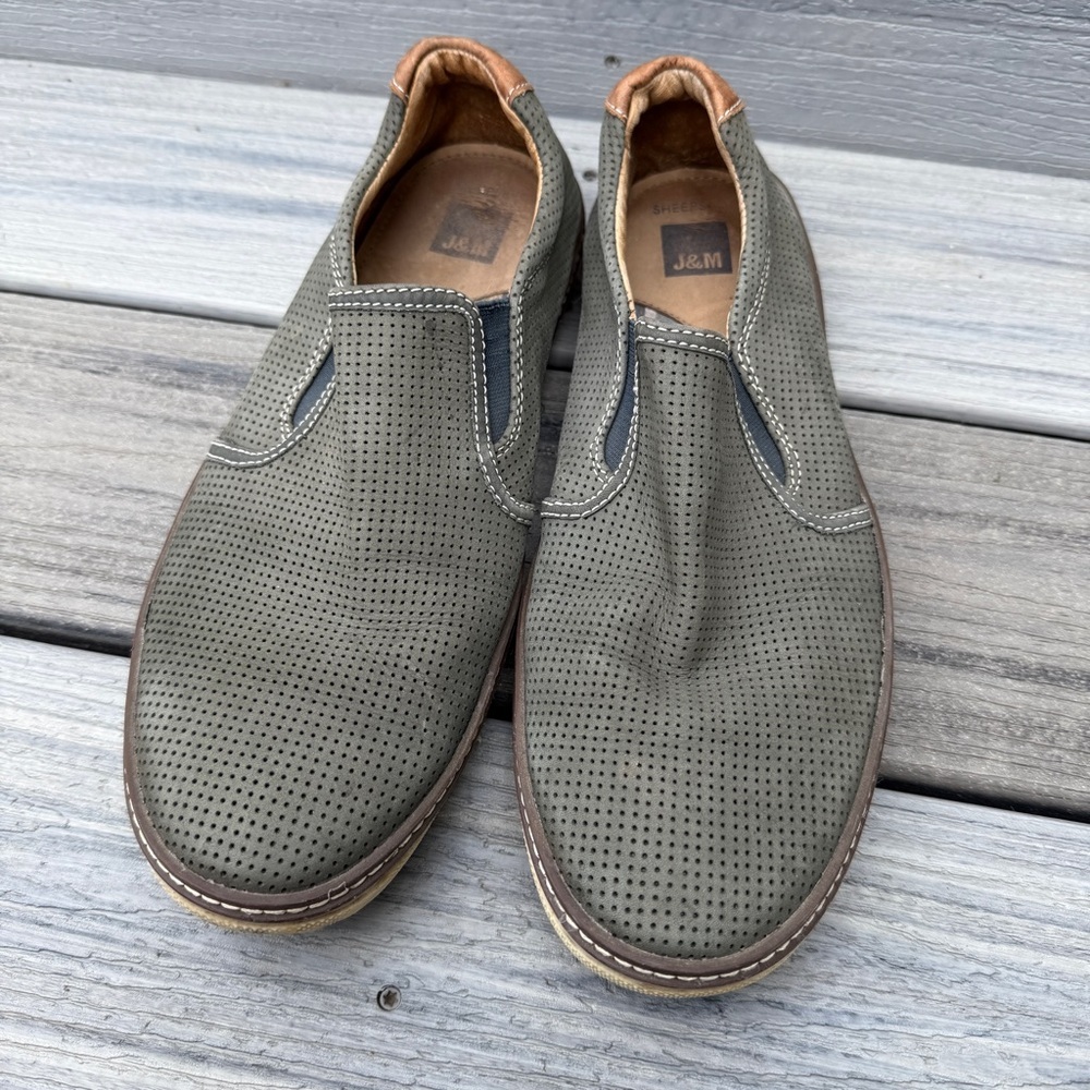 Johnston & Murphy Men's Green Slip-On Loafers 10M